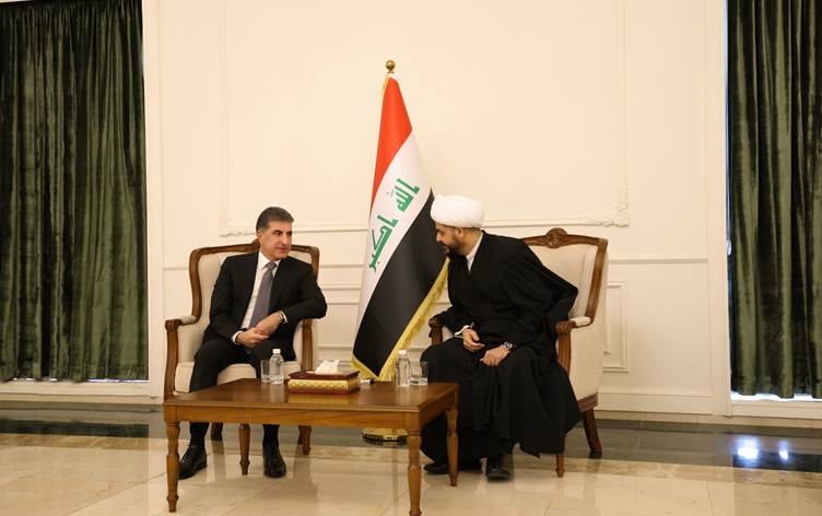 نێچیرڤان بارزانی و قەیس خەزعەلی کۆبوونەوە؛ 'عێراق بەدوور بگیرێت لە ئاڵۆزییەکانی ناوچەکە'