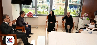 Mesrûr Barzanî serdana hevjîn û zarokên birîndar ên Şehîd Pêşrew Dizeyî dike