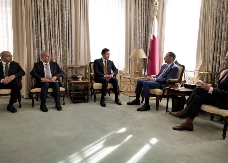 ســــه‌رۆك نێچيرڤان بارزانى له‌گه‌ڵ سه‌رۆك وه‌زيرانى قه‌ته‌ر كۆبووه‌وه‌