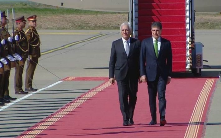 President of Kurdistan Region Receives Armenian President at Erbil International Airport