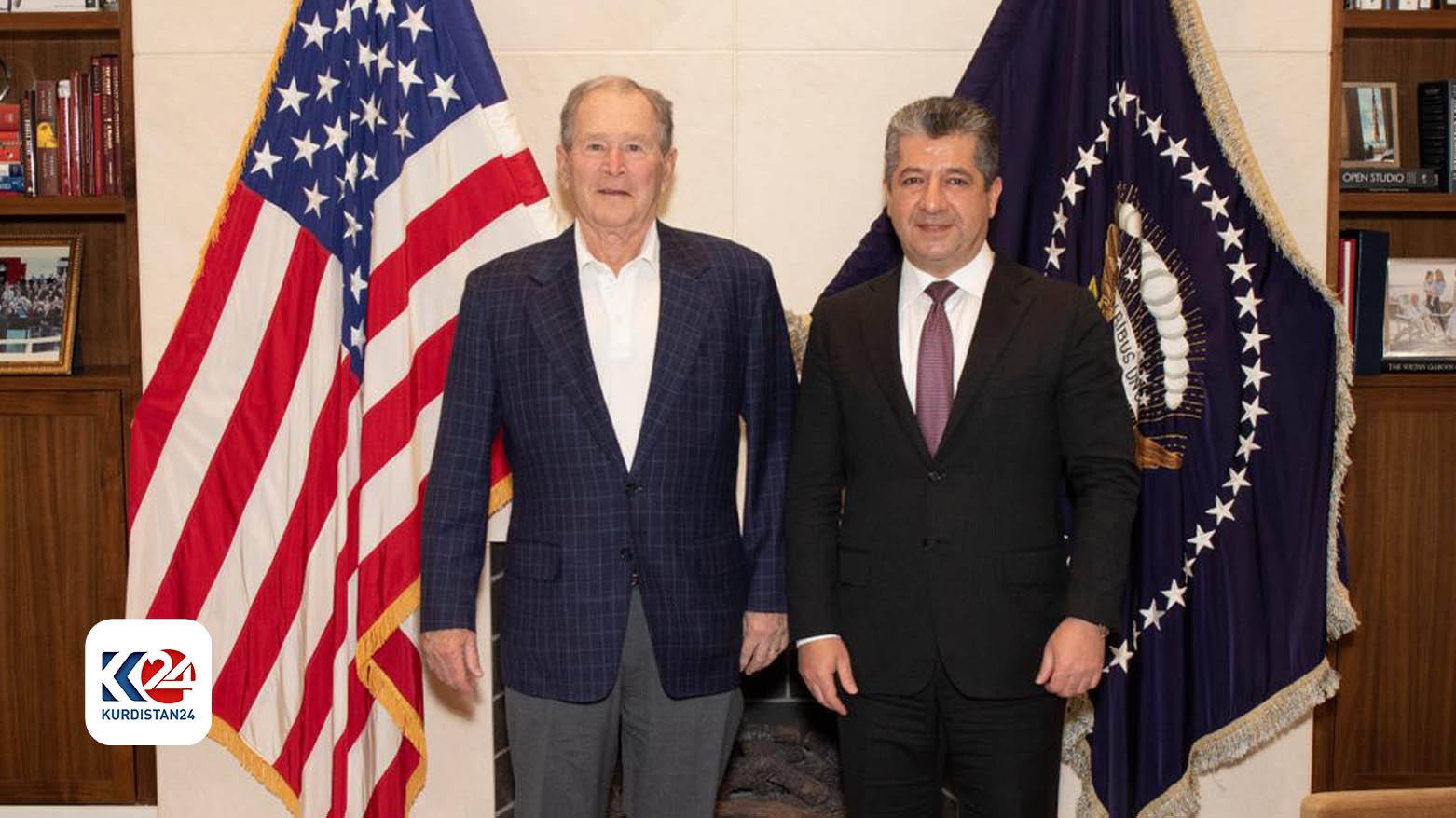 سەرۆکی حکومەتی هەرێمی کوردستان، لەگەڵ جۆرج دەبلیو بوش، سەرۆکی پێشووتری ئەمەریکا کۆبووەوە،