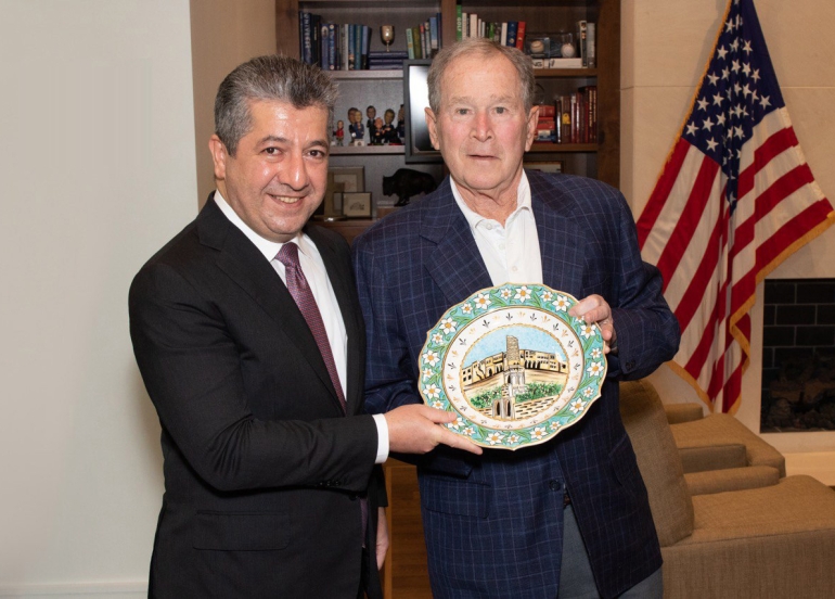 سەرۆکی حکومەتی هەرێمی کوردستان، لەگەڵ جۆرج دەبلیو بوش، سەرۆکی پێشووتری ئەمەریکا کۆبووەوە،