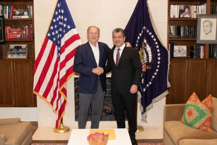 Serokê Hikumeta Herêma Kurdistanê bi George Bush re civiya