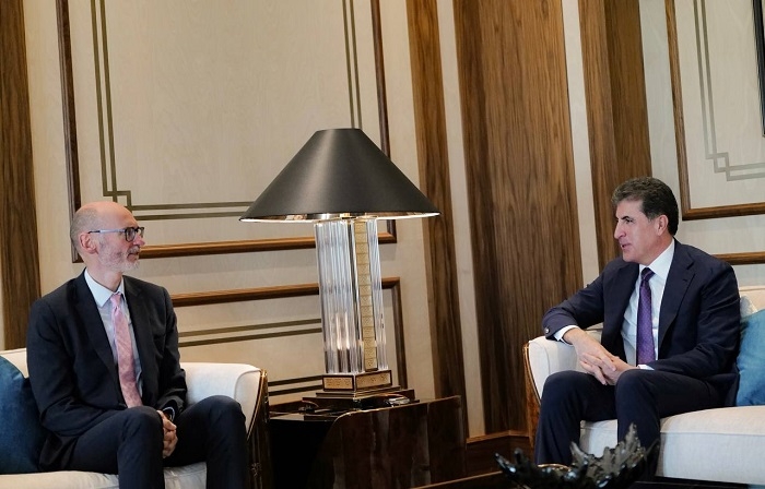 President Nechirvan Barzani and UK Ambassador Stephen Hitchen Discuss Kurdistan Elections and Regional Developments in Erbil Meeting