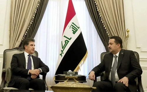 ســەرۆکــی هــەرێــمـــی کوردستان و محەممەد شیاع سوودانی، سەرۆکوەزیرانی عێراق لە بەغدا کۆبوونەوە