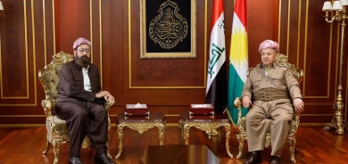 ســــەرۆک بـــارزانـــی پێشوازی لە میر و ئەنجوومەنی رۆحانیی ئێزدیان دەکات