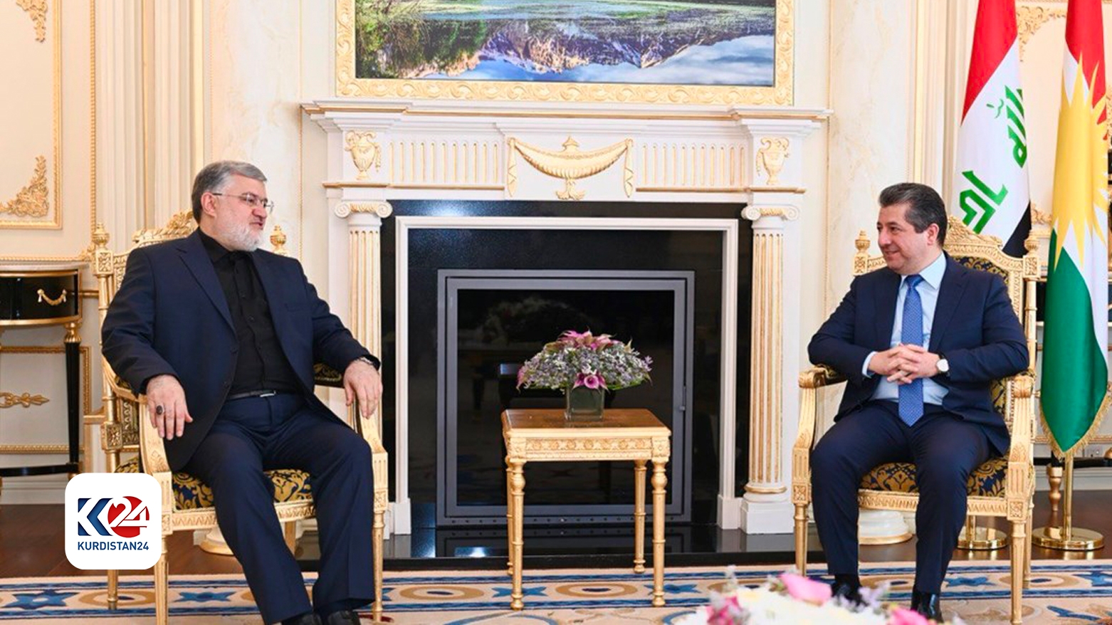 Serokwezîr Mesrûr Barzanî pêşwaziya şandeke Komara Îslamî ya Îranê dike