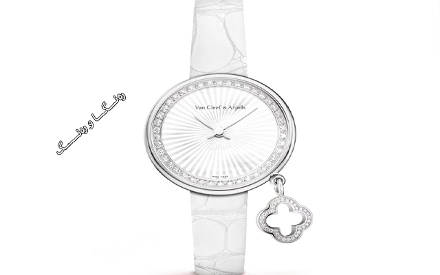 كاتژمێری خانمان بە دەستبەندێكی چەرمی سپی دیزاینێكی ناوازە