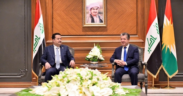 Kurdistan Region Prime Minister Masrour Barzani Welcomes Iraqi PM Mohammed Shia' Al-Sudani in Erbil
