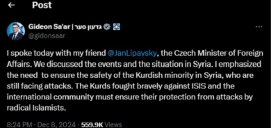 Wezîrê derve yê Îsraîlê: Lazime em Kurdan biparêzin