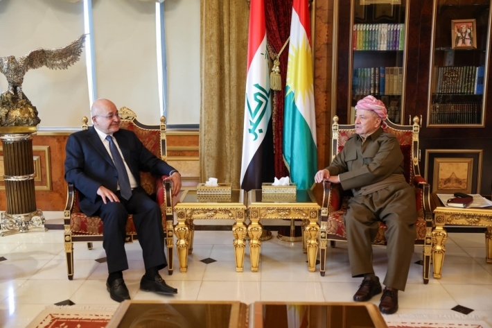 Serok Barzanî pêşwazî li Dr Berhem Salih kir