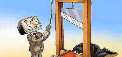 كاریكاتێر، ئەم كاریكاتێرە باس لە كاریگەریی تەلەفزیۆن لەسەر كتێب دەكات