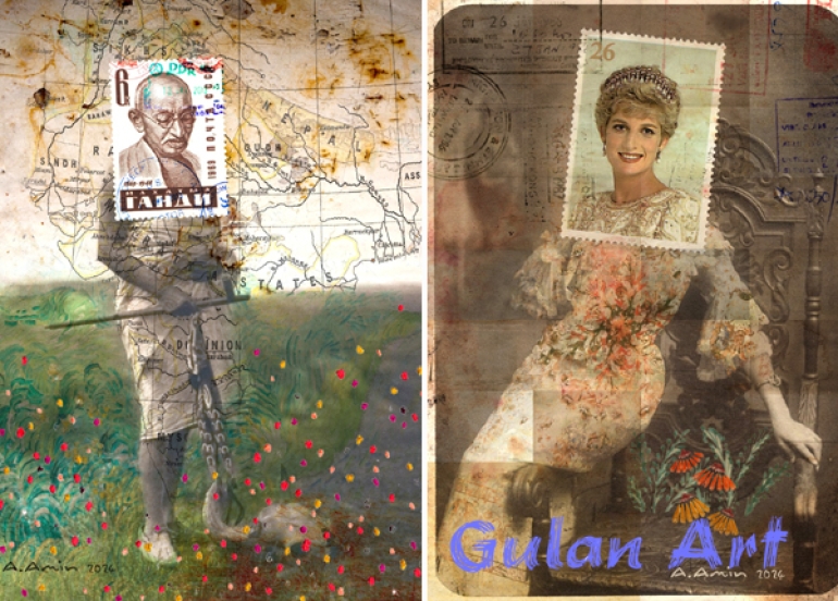 کەسایەتییە جیهانییەکان لە پۆستکاردەکانی (ئامانج ئەمین)دا