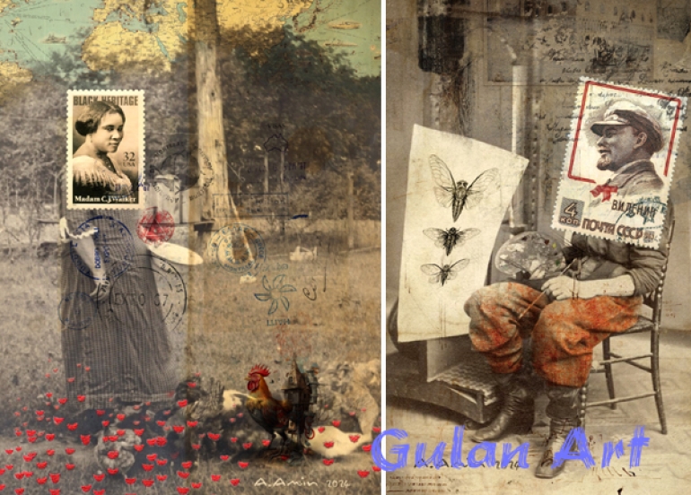 کەسایەتییە جیهانییەکان لە پۆستکاردەکانی (ئامانج ئەمین)دا