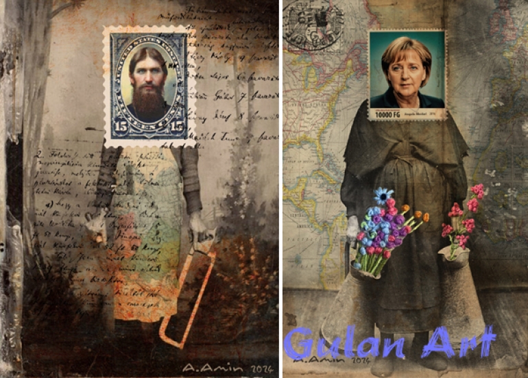 کەسایەتییە جیهانییەکان لە پۆستکاردەکانی (ئامانج ئەمین)دا