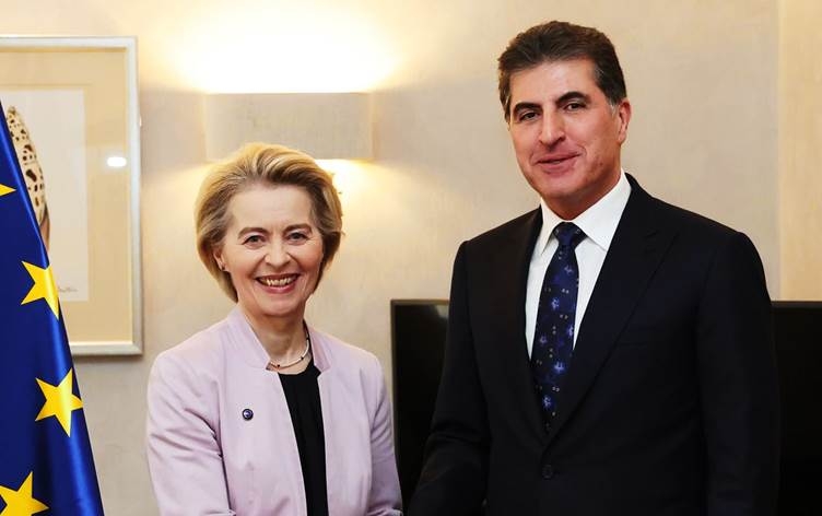 رئيسة المفوضية الأوروبية: توجهات نيجيرفان بارزاني بشأن الوضع في سوريا والمنطقة موضع اهتمام