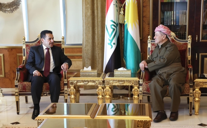 Serok Barzanî pêşwaziya Şêwirmendê      Asayîşa Niştimaniya Iraqê kir