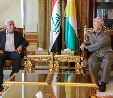 لە سەلاحەددین سەرۆک مەسعود بارزانی پێشوازی لە بەڕێز فالح فەیاز سەرۆکی دەستەی حەشدی شەعبی کرد