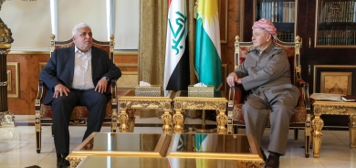 لە سەلاحەددین سەرۆک مەسعود بارزانی پێشوازی لە بەڕێز فالح فەیاز سەرۆکی دەستەی حەشدی شەعبی کرد