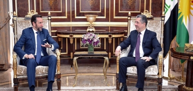 مەسرور بارزانی، سەرۆکی حکومەتی هەرێمی کوردستان، پێشوازیی لە نیکۆلۆ فۆنتانا، باڵیۆزی ئیتالیا لە عێراق کرد.