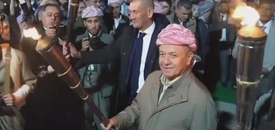 الرئيس مسعود بارزاني يوقد شعلة نوروز في مدينة عقرة