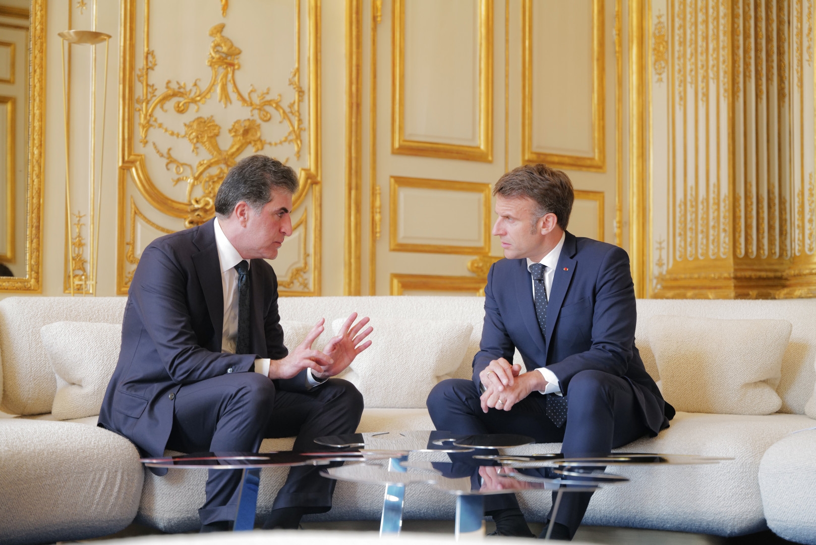 President Nechirvan Barzani meets with President Emmanuel Macron of France