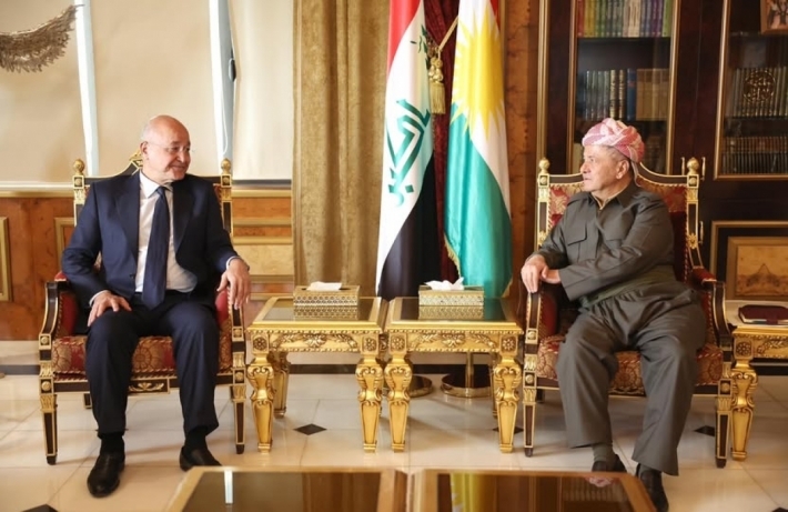 Serok Barzanî pêşwazî li Berhem Salih kir