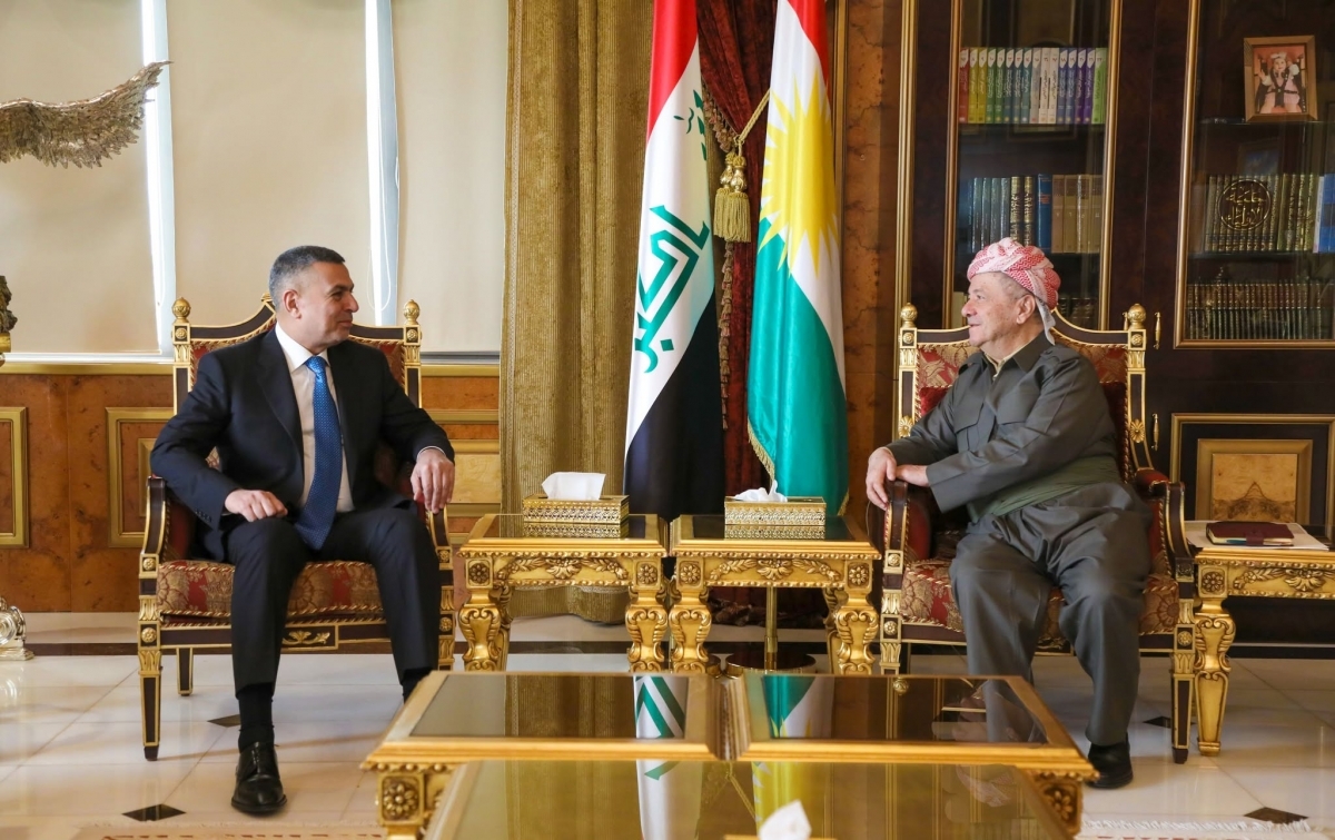 لە سەڵاحەددین سەرۆک مەسعود بارزانی پێشوازی لە بەڕێز ئەسعەد ئەلعیدانی پارێزگاری بەسرا کرد.