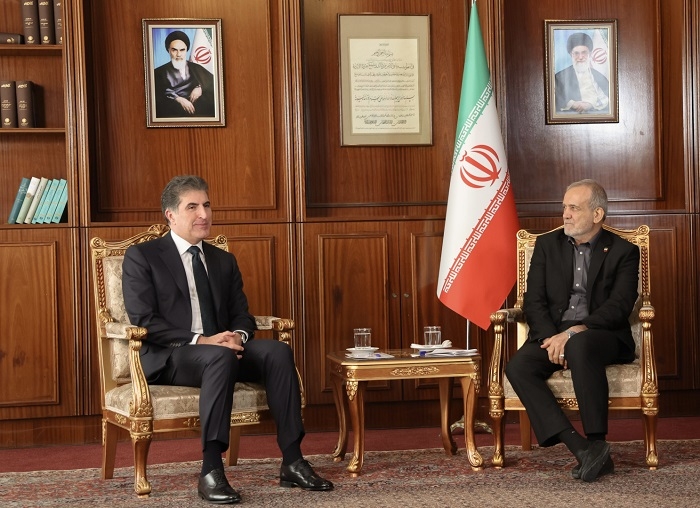 President Nechirvan Barzani meets with President Masoud Pezeshkian