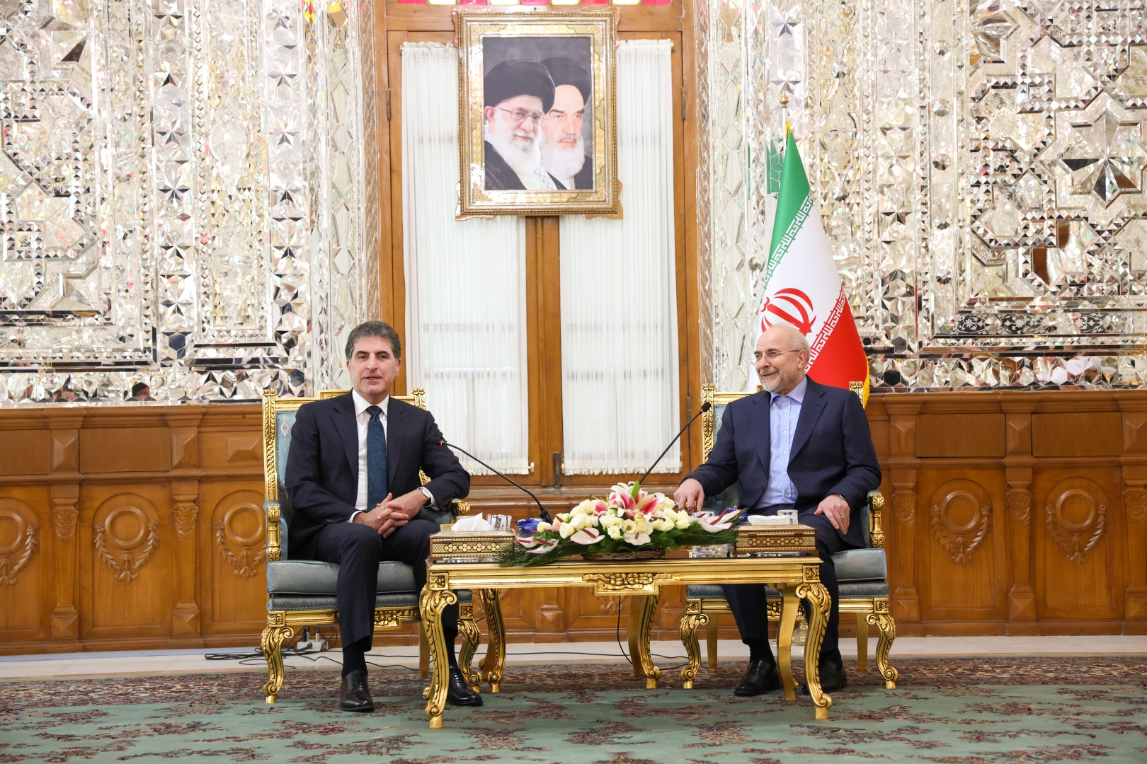 President Nechirvan Barzani meets with the Speaker of the Islamic Consultative Assembly of Iran
