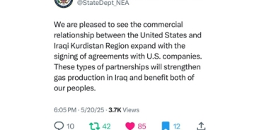 وەزارەتی دەرەوەی ئەمریکا: ڕێککەوتنەکانی بەرهەمهێنانی غاز سوودی بۆ هەردوو لامان هەیە