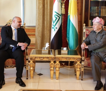 لە سەلاحەددین سەرۆك مەسعود بارزانی پێشوازی لە بەڕێز محەممەد سەمعان سەرۆكی بەرەی توركمانی عێراق كرد.