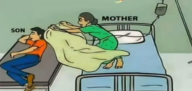 كاریكاتێر،ئەم كاریكاتێرە ئاماژە بە قوربانیی دایك دەكات