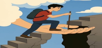 كاریكاتێر،  ئەم كاریكاتێرە باس لە قوربانی و هاوكاریی باوك بۆ منداڵەكانی دەكات