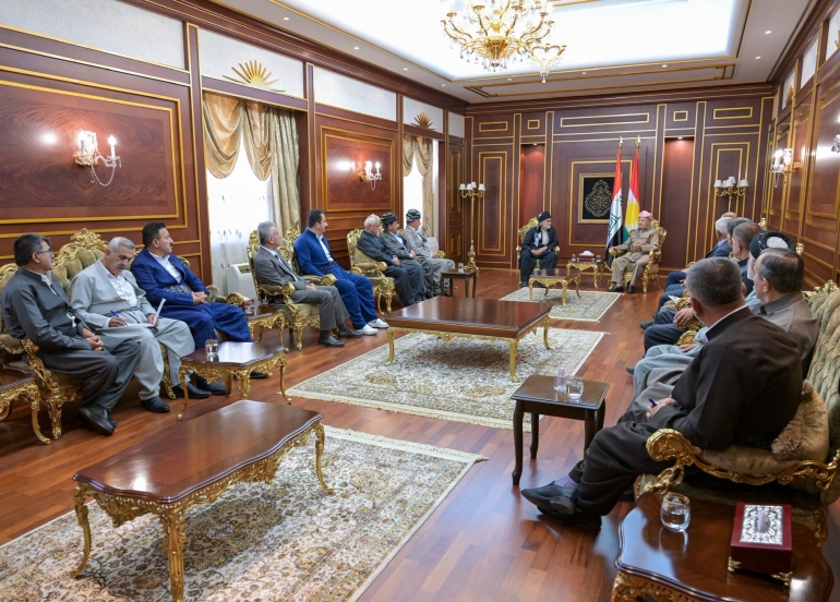 لـــە ســـەلاحەددین سەرۆك مەسعود بارزانی پێشوازی لە ئەندامانی ئەنجوومەنی پشتیوانیی پارێزگای هەڵەبجە كرد