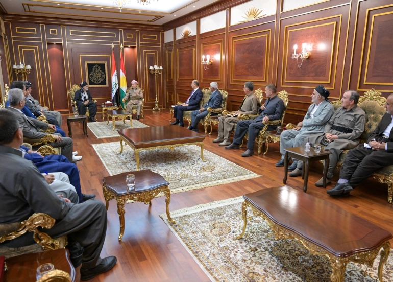 لـــە ســـەلاحەددین سەرۆك مەسعود بارزانی پێشوازی لە ئەندامانی ئەنجوومەنی پشتیوانیی پارێزگای هەڵەبجە كرد