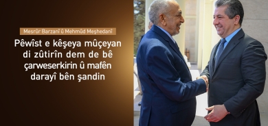 Mesrûr Barzanî û Meşhedanî pirsa mûçe û mafên darayî yên Kurdistanê gotûbêj dikin