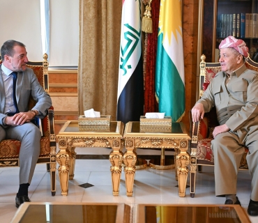 لە سەلاحەددین سەرۆک مەسعود بارزانی پێشوازی لە بەڕێز یان برێیم کونسوڵی گشتیی فەڕەنسا لە هەولێر کرد.