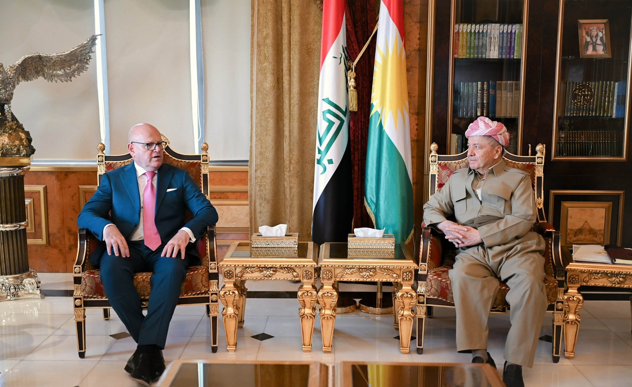 لە سەلاحەددین سەرۆك مەسعود بارزانی پێشوازی لە بەڕێز تۆماسۆ سانسۆنی كونسوڵی گشتیی ئیتاڵیا لە هەولێر كرد