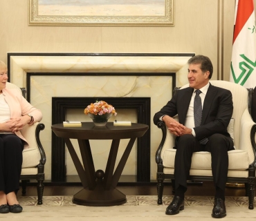 نێچيرڤان بارزانى، سه‌رۆكى هه‌رێمى كوردستان، به‌ مه‌به‌ستى ماڵئاوايى بۆ كۆتاييهاتنى ئه‌ركه‌كه‌ى، پێشوازیی له‌ خاتوو كريستيانه‌ هۆمان، باڵيۆزى ئه‌ڵمانيا له‌ عێراق كرد