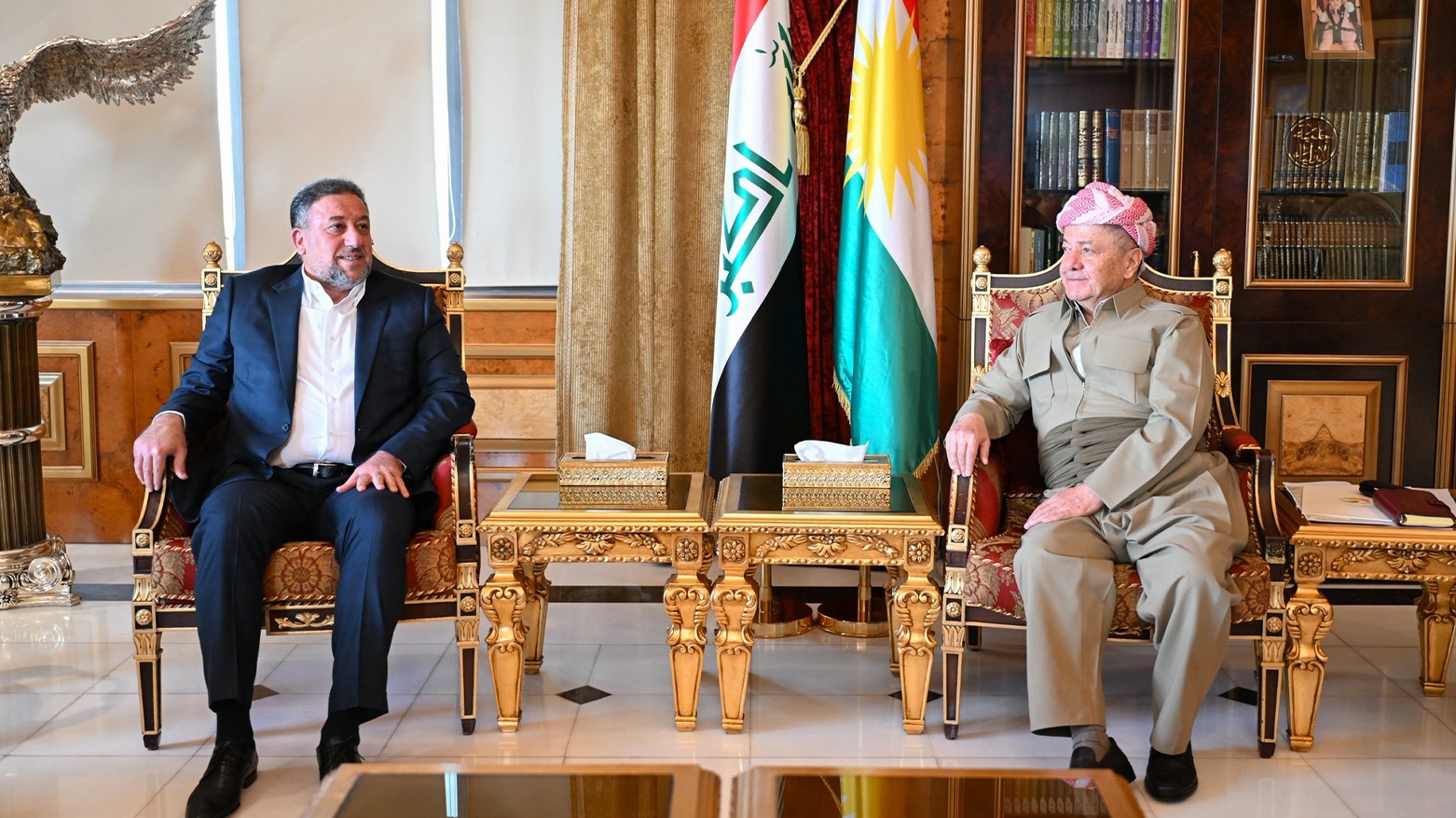 لە سەلاحەددین سەرۆک مەسعود بارزانی پێشوازی لە بەڕێز خەمیس خەنجەر سەرۆکی هاوپەیمانێتیی سیادە کرد