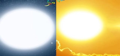 رەنگی خۆر لە نێوان سپی و زەردا