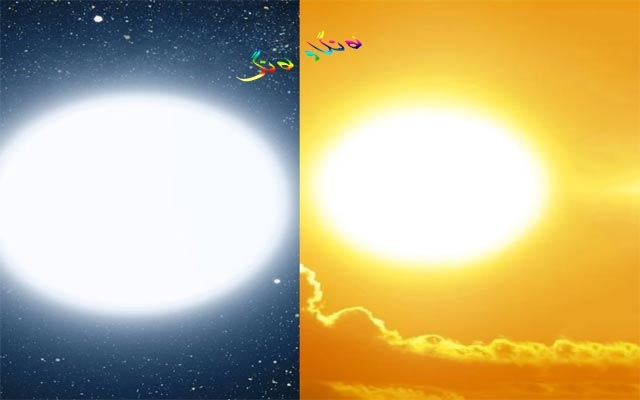 رەنگی خۆر لە نێوان سپی و زەردا