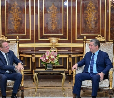 مەسرور بارزانی، سەرۆکی حکوومەتی هەرێمی کوردستان، پێشوازیی لە پاتریک دۆرێل، باڵوێزی فەرەنسا لە عێراق کرد.