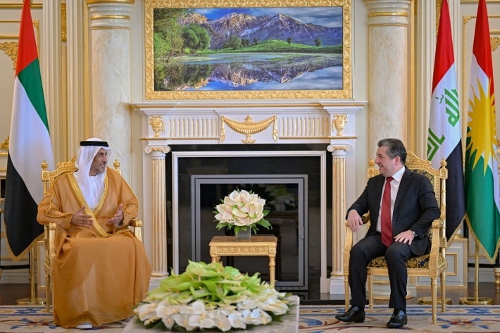 سه‌رۆكى حکوومەتی هه‌رێمى كوردستان، پێشوازی له‌ سه‌عيد مبارك ئه‌لهاجرى، وه‌زيرى ده‌وڵه‌ت و نێرده‌ى تايبه‌تى ئيمارات بۆ كاروبارى ئابوورى بۆ هه‌رێمى كوردستان و شاندێكى ياوه‌رى كرد