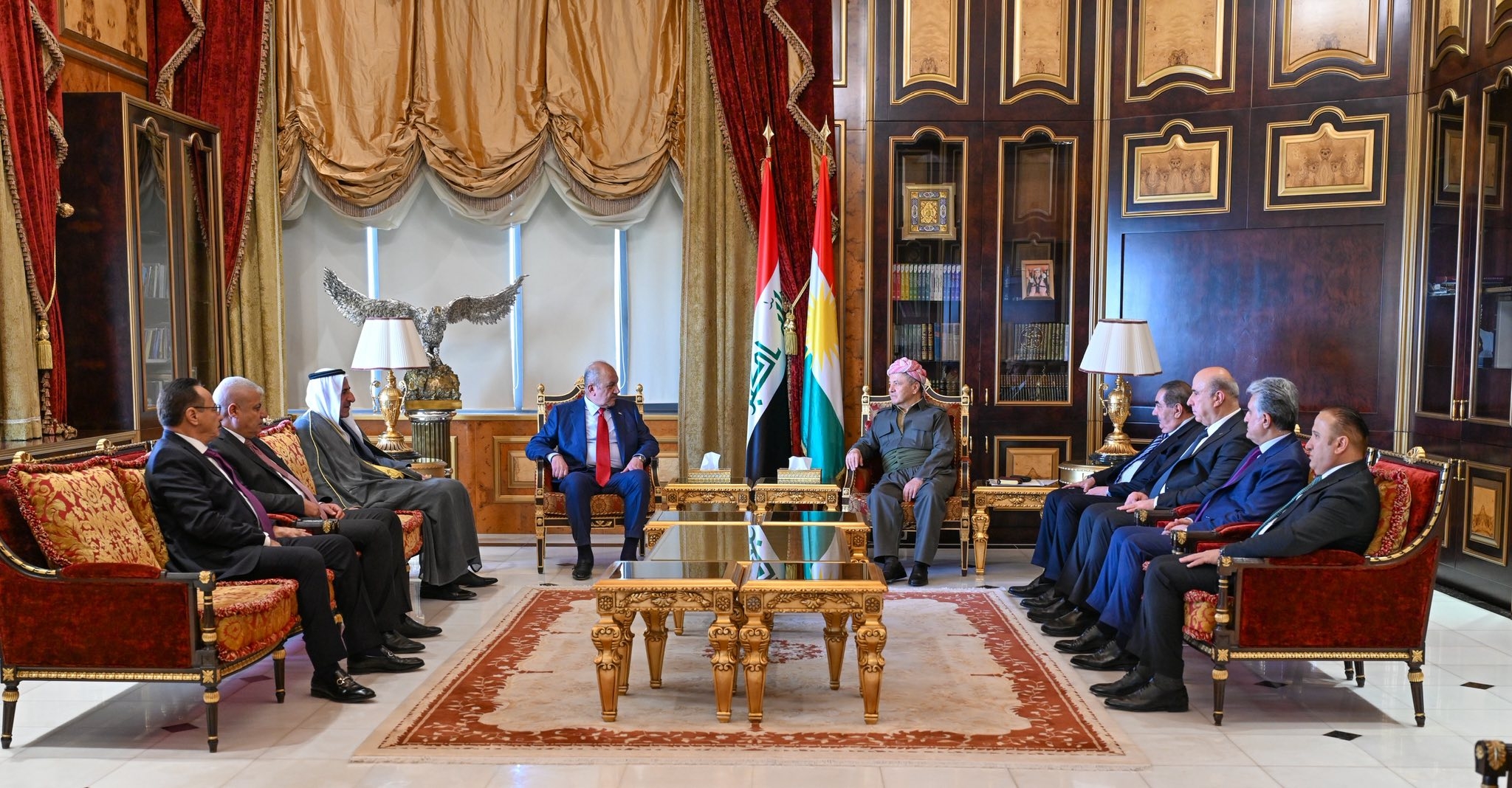 ســــەرۆک بــــارزانـــی و شاندی هاوپەیمانێتیی حەسم و نەینەوا تاوتوێی هەڵبژاردنەکانی عێراقیان کرد