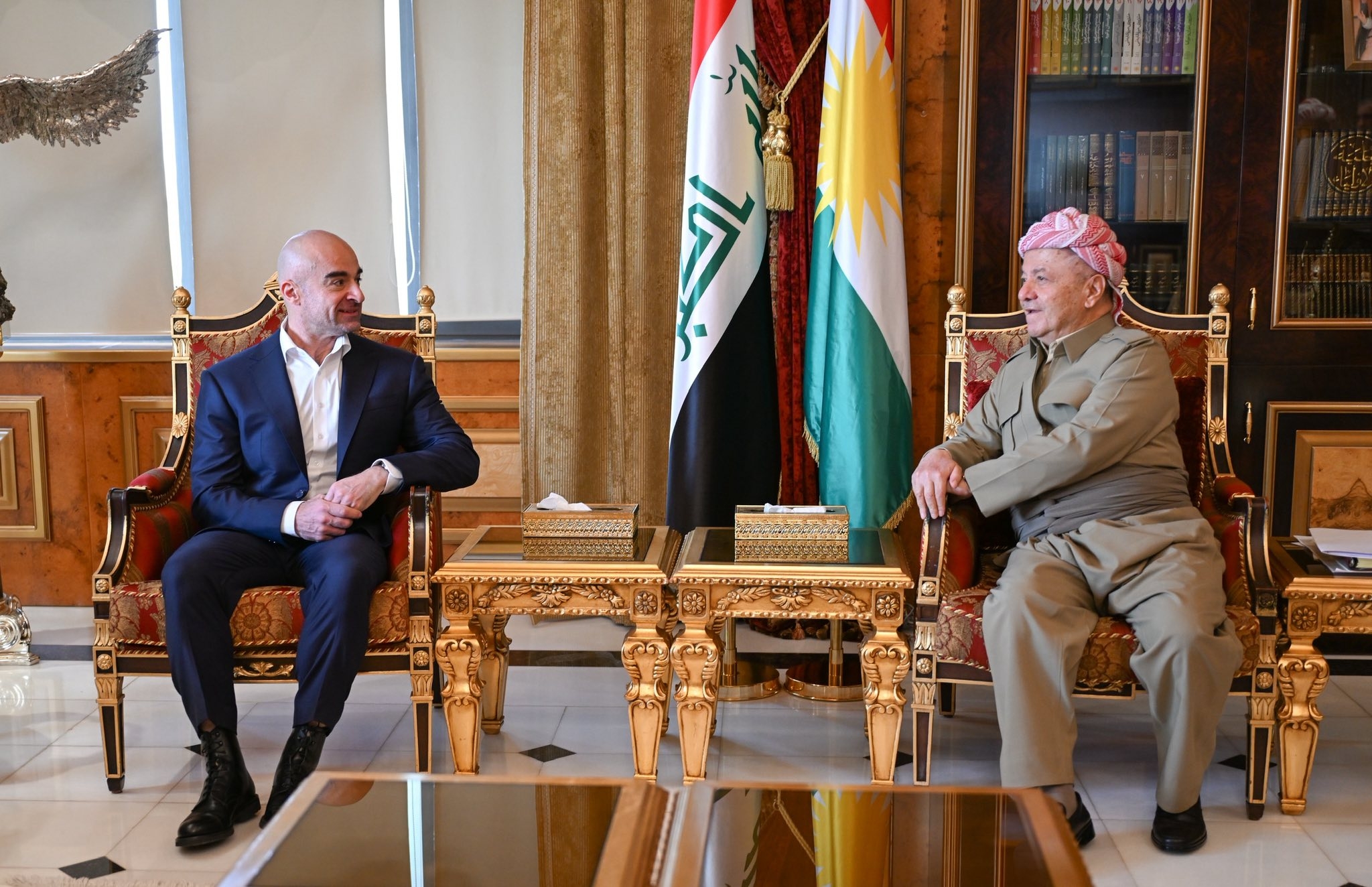 لە سەلاحەددین سەرۆک مەسعود بارزانی پێشوازی لە بەڕێز بافڵ جەلال تاڵەبانی سەرۆکی یەکێتی نشتیمانیی کوردستان کرد.