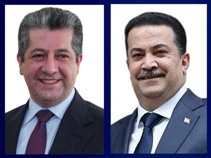 Prime Minister Barzani Received Call from Prime Minister Sudani