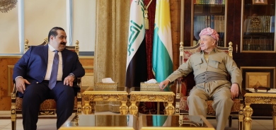 لە سەلاحەددین سەرۆک مەسعود بارزانی پێشوازی لە بەڕێز موسەننا ئەلسامەڕایی سەرۆکی هاوپەیمانی عەزم کرد.