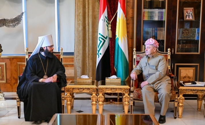 ســـەرۆك مەسعود بارزانی، پێشوازیی لە شاندێكی كەنیسەی ئەرتۆدۆكسی ڕووسیا بە سەرۆكایەتیی مەتڕان ئەنتۆنی بەرپرسی پەیوەندییەكانی دەرەوەی كەنیسەی ئەرتۆدۆكسی ڕووسیا كرد